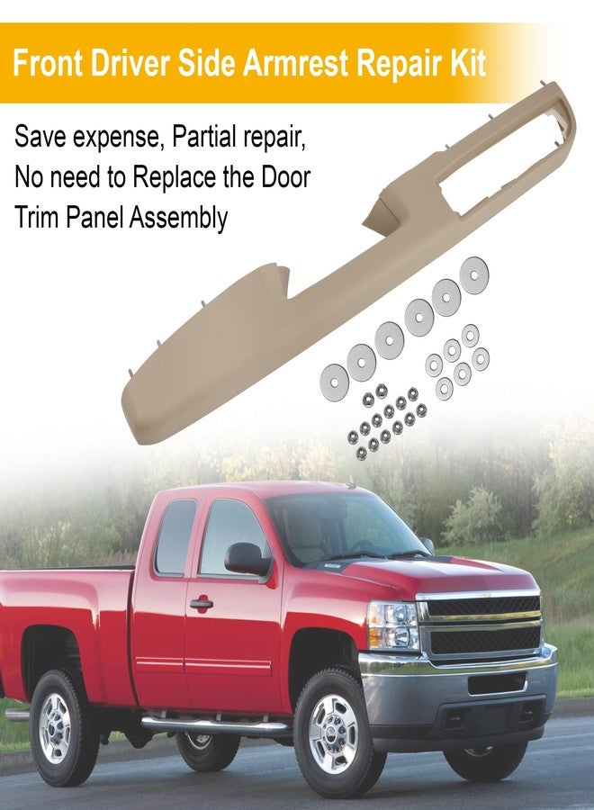 Jetuplusllc إصلاح مسند الذراع الأمامي من جهة السائق مع مقبض فتح الباب فوق مسند الذراع (27 بوصة) 80995 متوافق مع طرازات مختارة من شيفروليه/جي إم سي، لون بيج (حل إصلاح أصلي) - Image 4